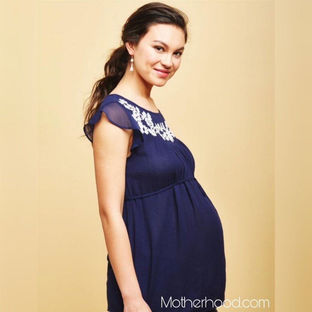 🌼 Embroidered Maternity Flutter Sleeve Blouse